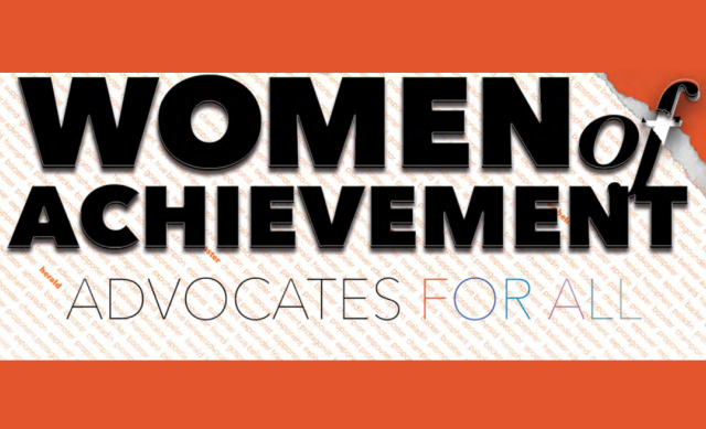 Graphic with "Women of Achievement Advocates for All" written on it
